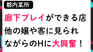 【都内某所】廊下プレイができる店！他の嬢や客に見られながらのHに大興奮！！